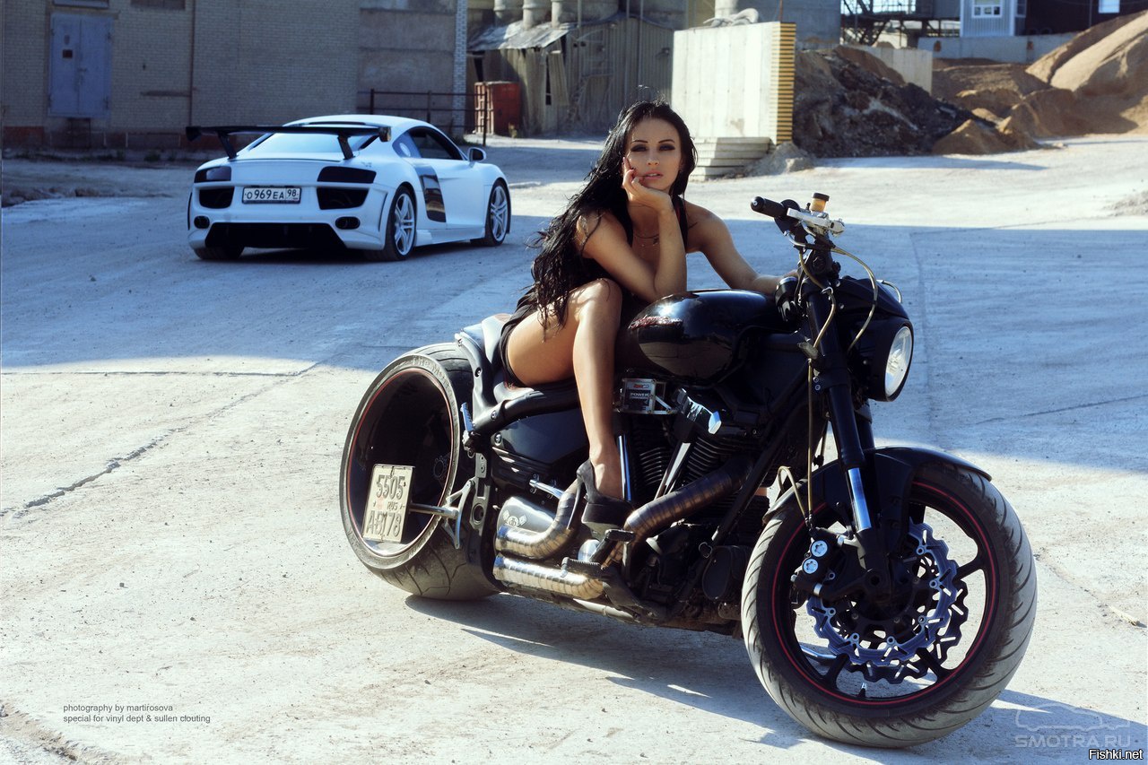 Sexy model Brunettes on a motorcycle in Tabuk