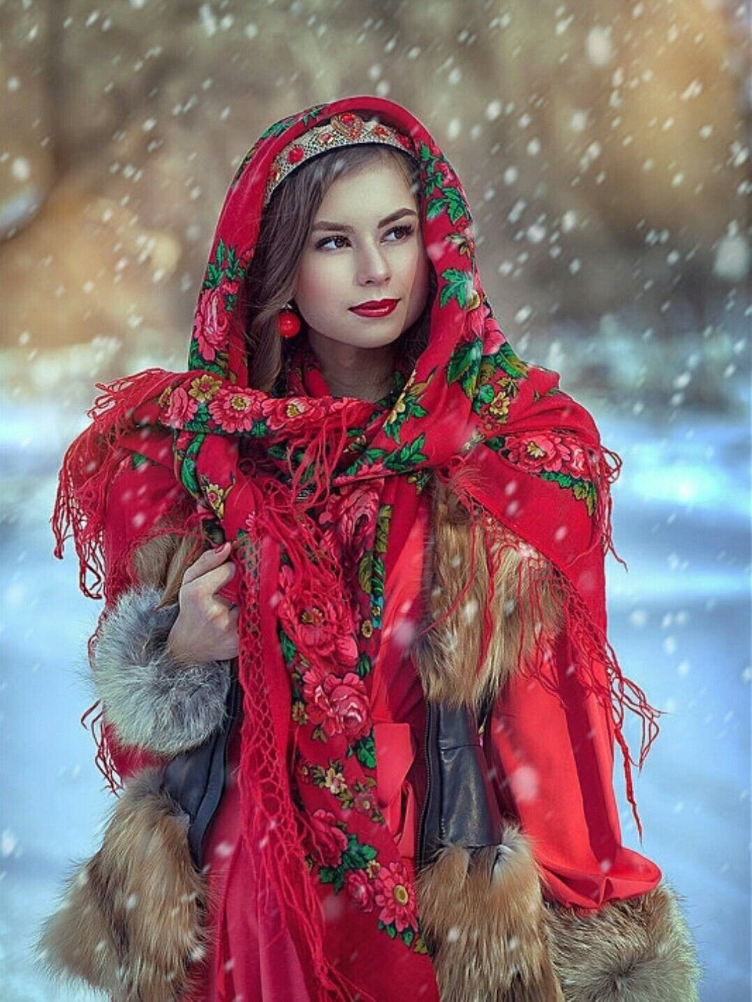 Beautiful girl Women in Slavic costumes in Tabuk